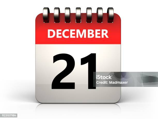 3d 21 December Calendar Stock Photo - Download Image Now - Business, Calendar, Calendar Date