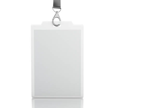 istock 3d White blank plastic ID badge with lanyard 923111086