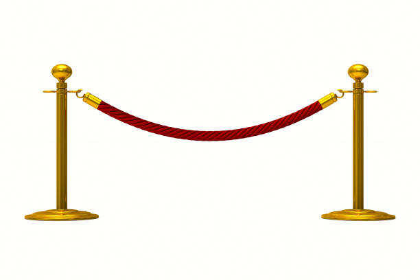 istock barrier rope on white background. Isolated 3D illustration 923114242