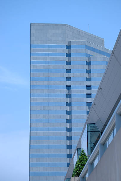 Modern building with blue glass windows stock photo