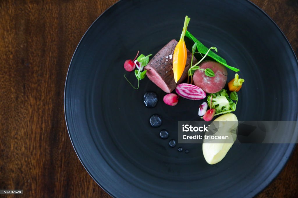 Exquisite dish, creative restaurant meal concept, haute couture food Food Stock Photo