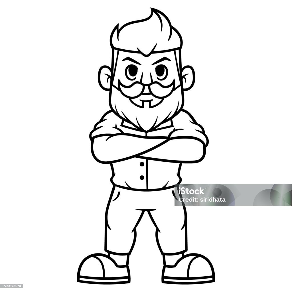 Cartoon Male Hipster Character Outline Stock Illustration - Download Image  Now - Adult, Beard, Beauty - iStock