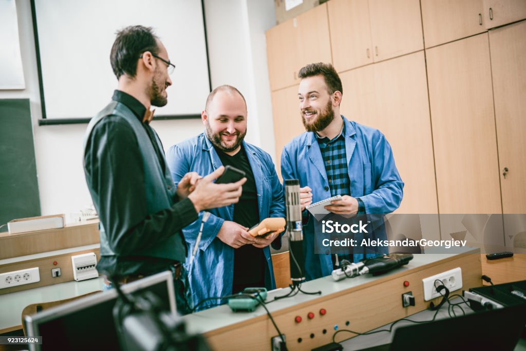 Professor Engineer Young Engineer Student Take Notes From Professor Mechanics Class Stock ...