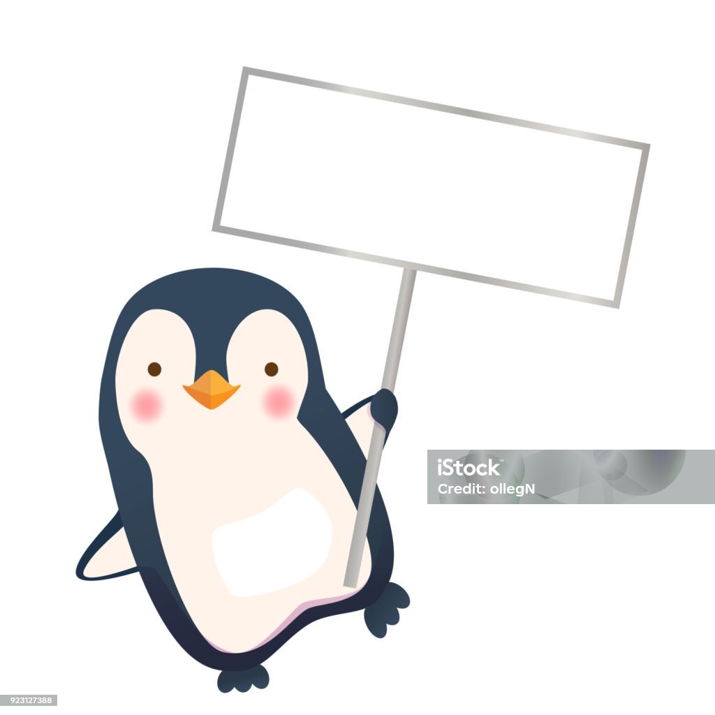 Chim Cánh Cụt Cầm Dấu Hiệu Trống Hình Minh Họa Vector Hoạt Hình ...