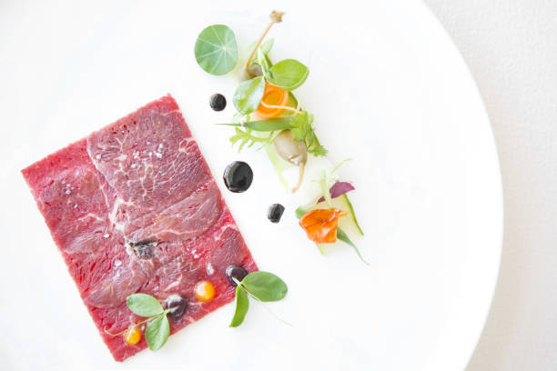 istock Creative restaurant meal concept - Beef carpaccio 923132348