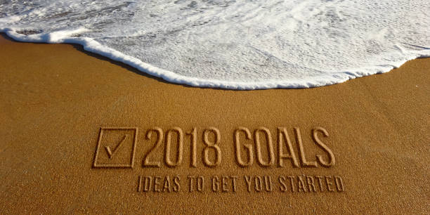 istock 2018 Goals Text in the Beach Photo Image 923132762