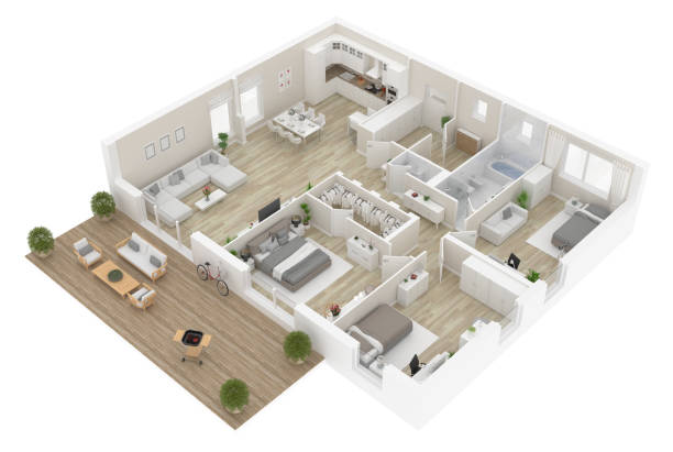 istock Floor plan top view. Apartment interior isolated on white background 923135522
