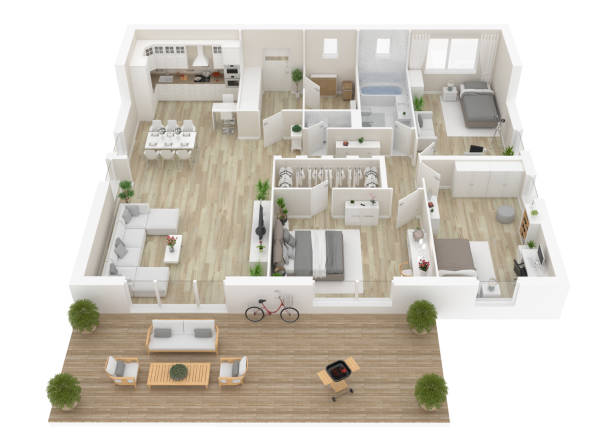 平面図平面図です。白い背景で隔離のアパート インテリア - level construction isolated on white nobody ストックフォトと画像
