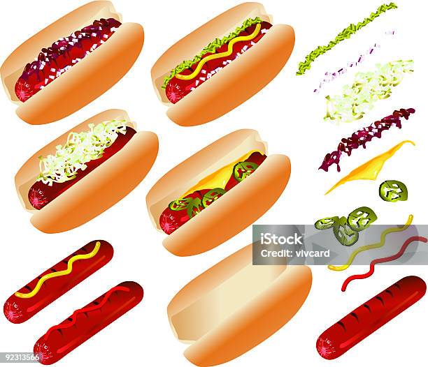 Hot Dog - Stockowe grafiki wektorowe i więcej obrazów Hot dog - Hot dog, Relisz, Kapusta kiszona