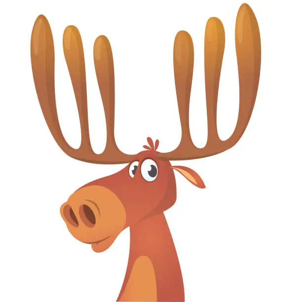 Vector illustration of Funny cartoon moose. Vector moose character illustration