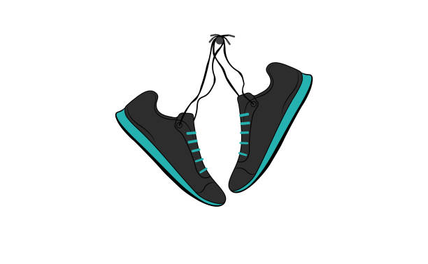 Shoes hanging Beautiful art work of shoes pair stock illustrations