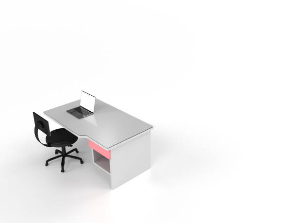 istock Laptop on table and chair with copy space for your text 923152408