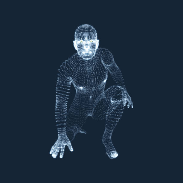 istock Athlete at Starting Position Ready to Start a Race. Runner Ready for Sports Exercise. Human Body Wire Model. Sport Symbol. 3d Vector Illustration. 923159240