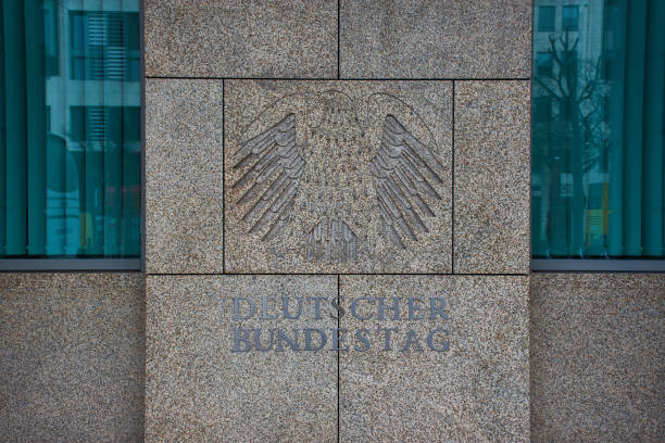German Bundestag BERLIN, GERMANY - February 11, 2018: Eagle sign symbol of Deutscher Bundestag ("Deutscher Bundestag" is the German word for "German Parliament") bundeshaus stock pictures, royalty-free photos & images