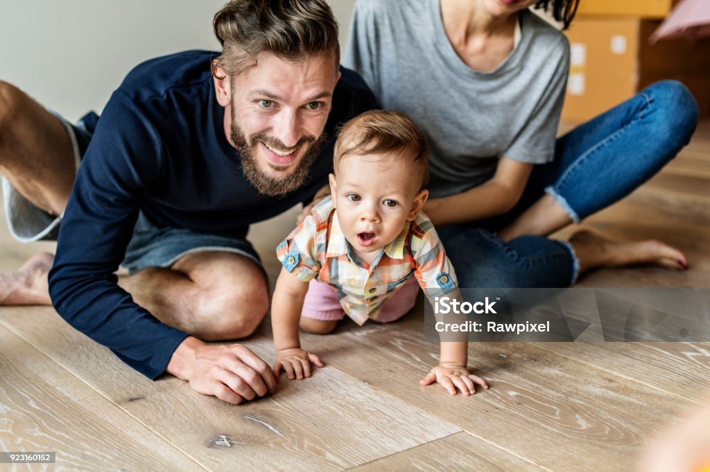 Family move in new house Family Stock Photo