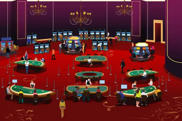 Vector illustration of People Gambling in Casino Illustration
