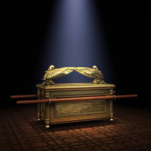 Ark of the Covenant Ark of the Covenant inside the Holy of Holies illuminated by a shaft of light from above noahs ark stock pictures, royalty-free photos & images