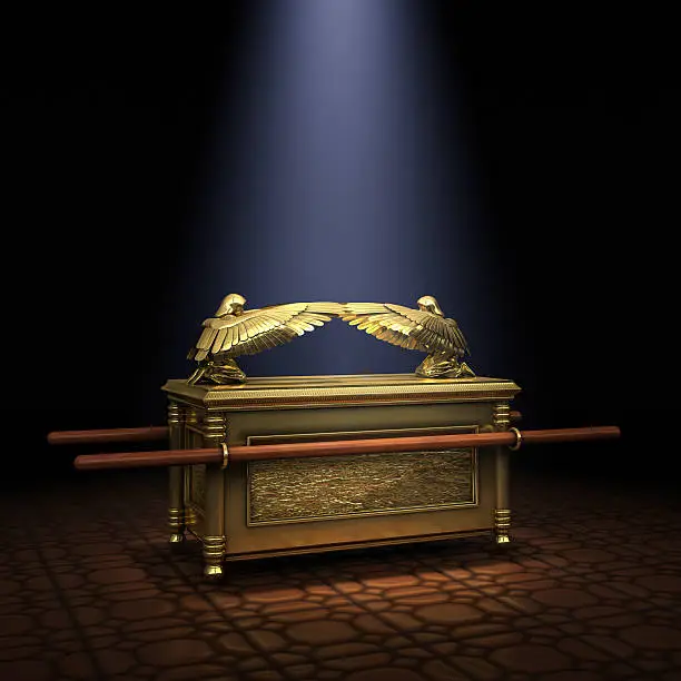 Ark of the Covenant inside the Holy of Holies illuminated by a shaft of light from above