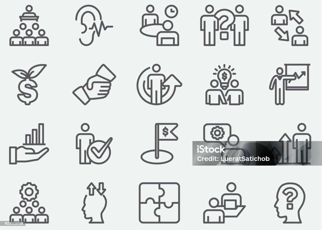 Business Consulting Line Icons Learning stock vector