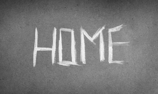 istock the inscription House on a brown wall with white paint 923177198