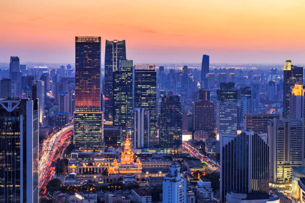 istock Shanghai Jingan financial district at sunset 923177266
