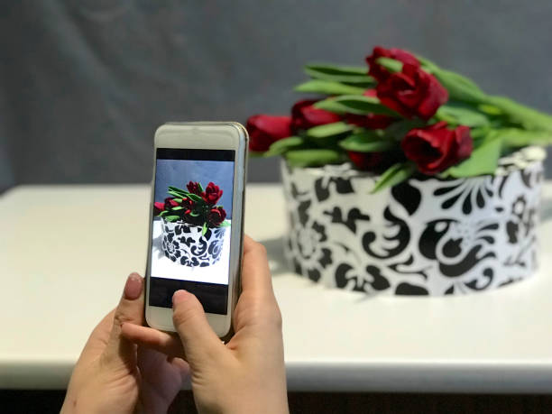 istock A bouquet of red tulips is scattered on a corpse with a pattern of white and black 923180070