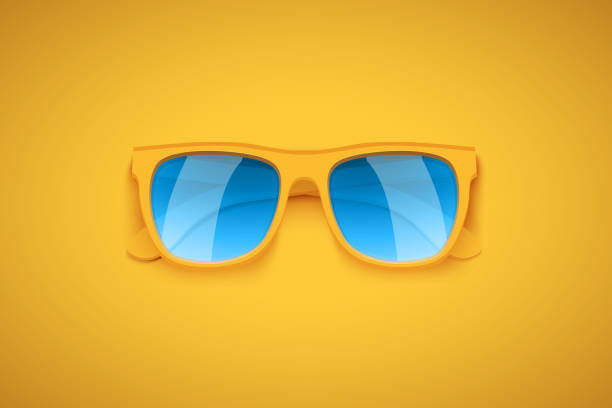黄色の背景に黄色のサングラス。 - elegance yellow glasses eyewear点のイラスト素材／クリップアート素材／マンガ素材／アイコン素材