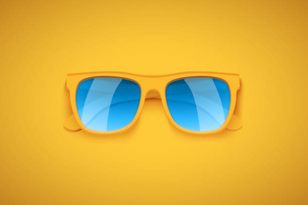 ilustrações, clipart, desenhos animados e ícones de óculos de sol amarelos sobre fundo amarelo. - elegance yellow glasses eyewear