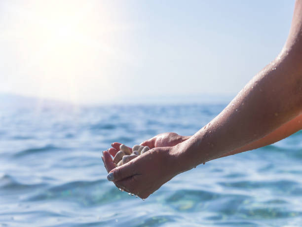 istock Sea pebbles in the hand. 923180912