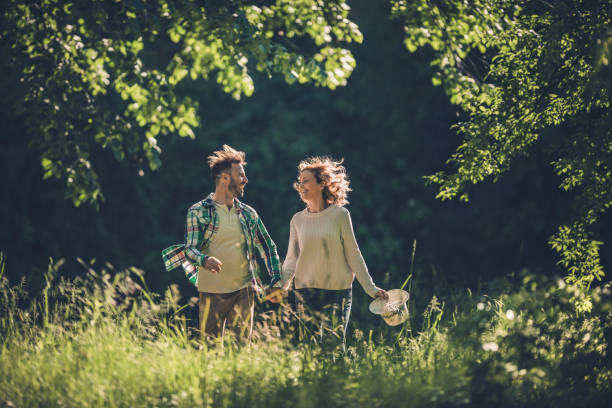 Couple taking a selfie in the nature