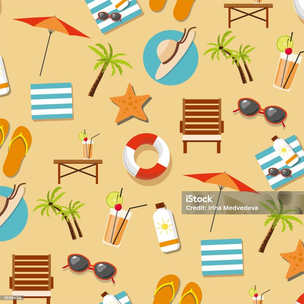 Small Beach Pattern Pattern With Sea Beach Elements Stock Illustration - Download Image Now ...