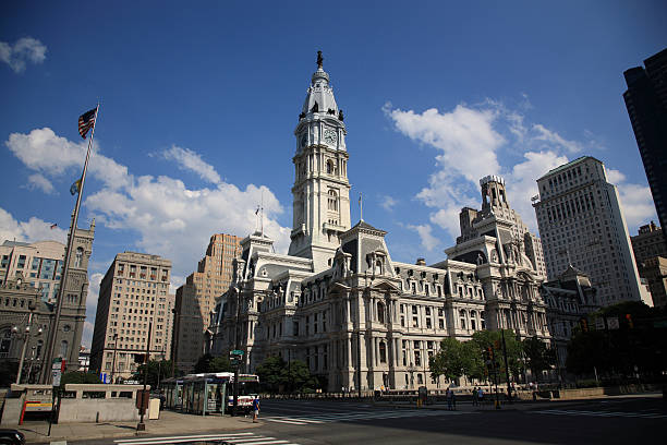 istock Philadelphia City Hall under a blue sky 92318789