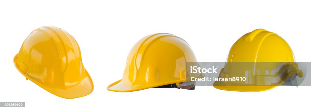 The yellow safety helmet isolated with white background Hardhat Stock Photo