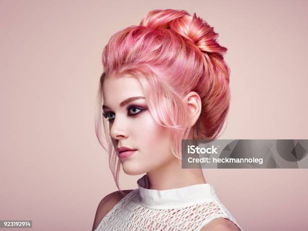 Blonde Girl With Elegant And Shiny Hairstyle Stock Photo - Download Image Now - Hair, Women, One Woman Only