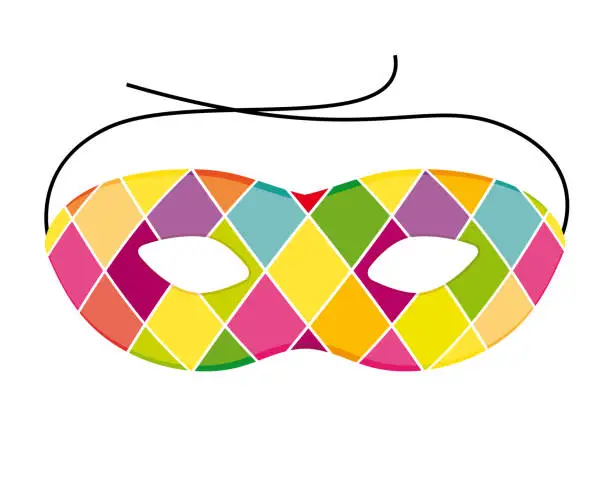 Vector illustration of Carnival Harlequin mask. Vector icon.