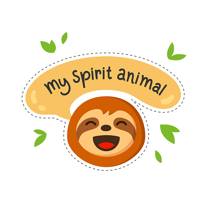 Sloth Cartoon With Quote My Spirit Animal Sloth Character Emoticon Drawn In  Flat Style Vector Illustration Stock Illustration - Download Image Now -  iStock