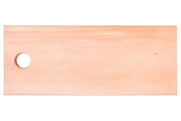 istock wooden cutting board on white background, top view 923212322