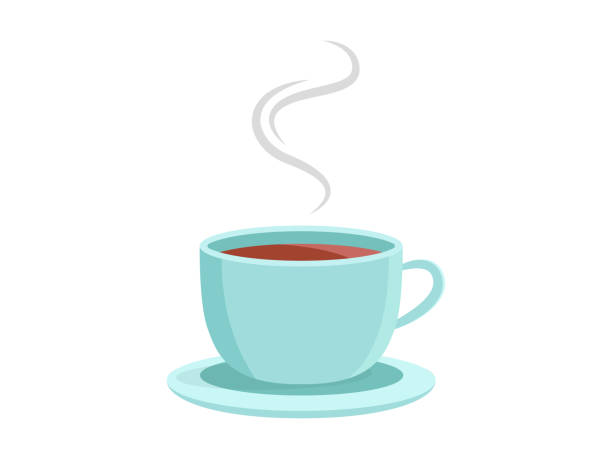 コーヒーのアイコンのベクトル カップ。プレミアム品質のグラフィック デザイン。現代記号アウトライン記号コレクション、web サイト、web デザイン、携帯アプリ、情報グラフィックスのシンプルな細い線のアイコンを設定 - hot drink tea black tea red点のイラスト素材／クリップアート素材／マンガ素材／アイコン素材
