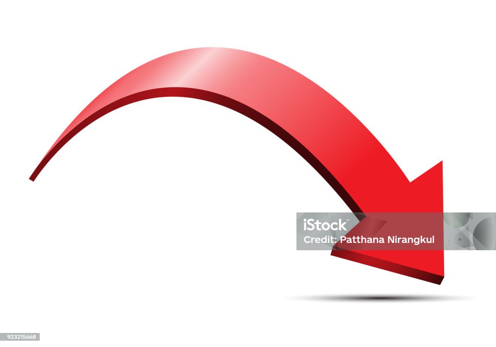 Red arrow 3D curve direction design on white background vector illustration. Arrow Symbol stock vector