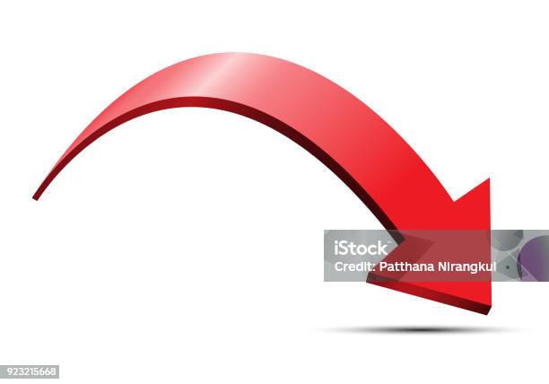Red Arrow 3d Curve Direction Design On White Background Vector Illustration Stock Illustration - Download Image Now