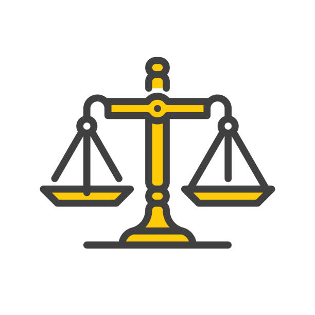 значок линии баланса - scales of justice legal system law balance stock illustrations