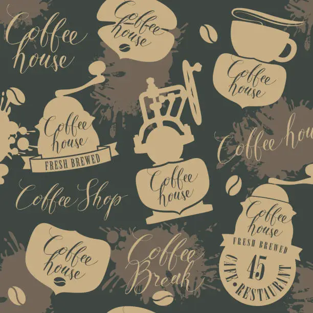 Vector illustration of Seamless pattern on theme of coffee house