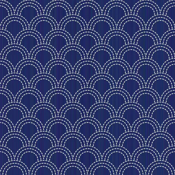 Vector illustration of Kimono pattern. Sashiko motif. Seamless texture.