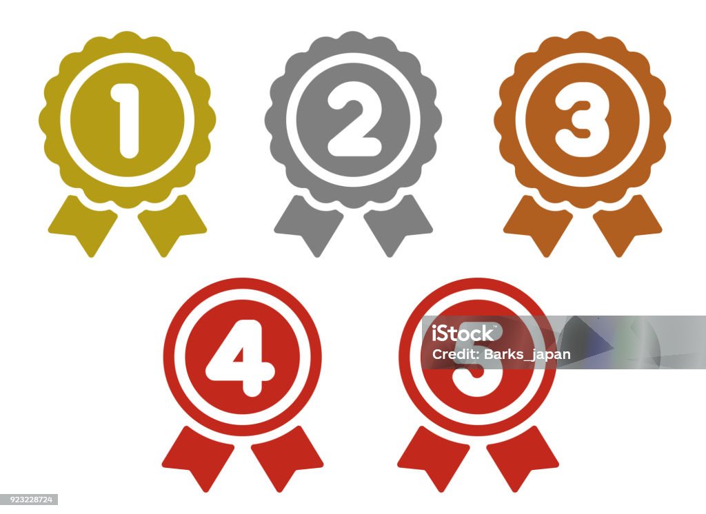 classement de l’ensemble de médailles icône illustration. de la 1ère place à la 5e place - clipart vectoriel de Graphisme d'information libre de droits