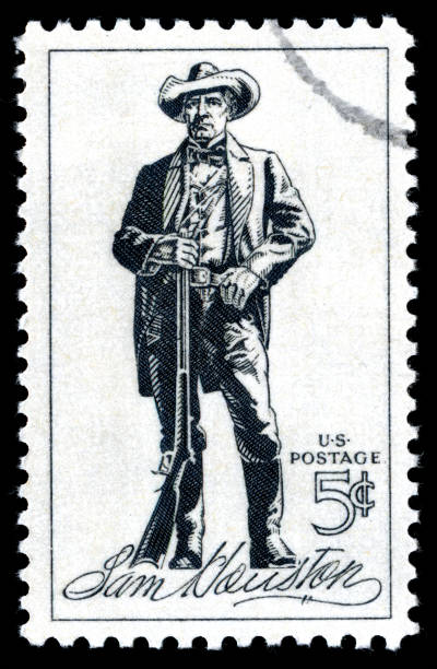 francobollo usa sam houston - rifle gun old wild west foto e immagini stock