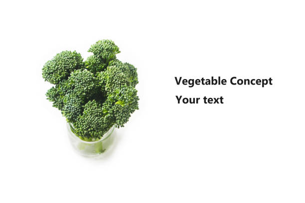 baby broccoli on white background. Vegetable concept stock photo