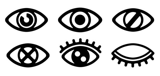 eye / view / vision / visible /display icon set eye / view / vision / visible /display icon set clear eyes stock illustrations