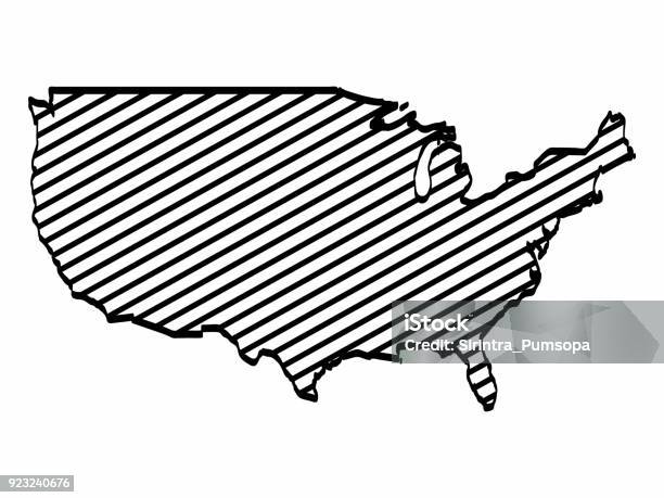 Vereint State Karte Umriss Grafik Freihandzeichnen Auf Weißem Hintergrund Skizzieren Sie Uns Amerikasymbol Vektorillustration Stock Vektor Art und mehr Bilder von Abstrakt