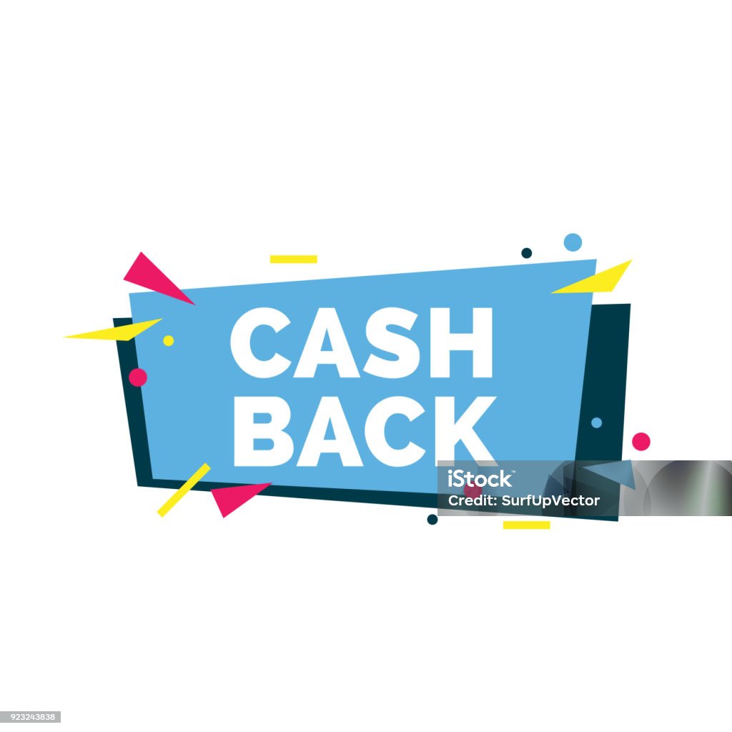 Cash-back-Schriftzug mit bunten Formen - Lizenzfrei Abstrakt Vektorgrafik