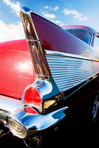 Hot Rod Wings The back end of a red hot muscle car or hot rod. 1950s diner stock pictures, royalty-free photos & images